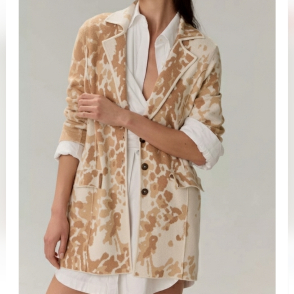 Anthropologie Longline Cracker Jacquard Sweater